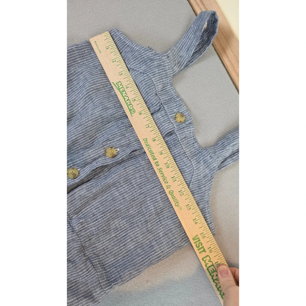 Everlane Womens Blue White Railroad Striped 100% Linen Button Jumpsuit sz 0